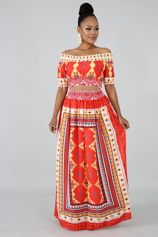 Flaming Maxi Skirt Set