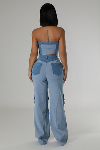 Denim Charm Pant Set