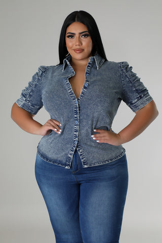 Mist Denim Top Plus