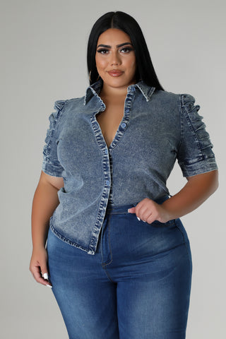 Mist Denim Top Plus