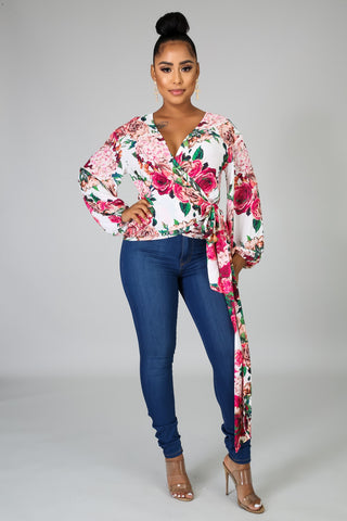 Rosy Wrap Top