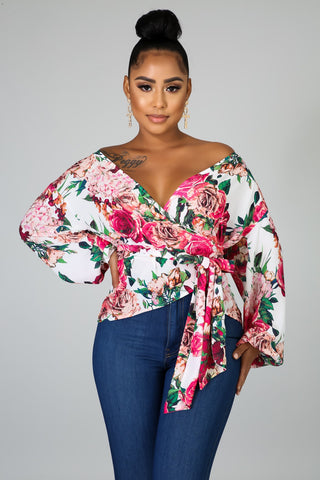 Rosy Wrap Top