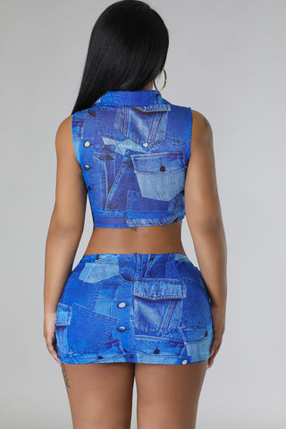 Touch of Denim Skirt Set