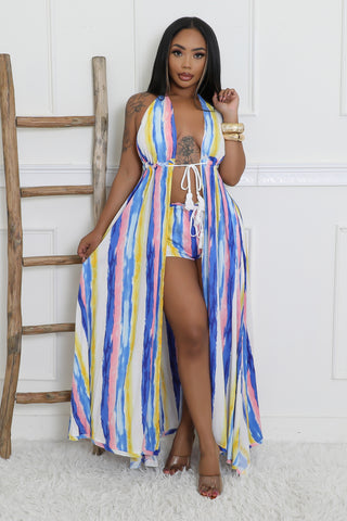 Slit Stripe Short Set