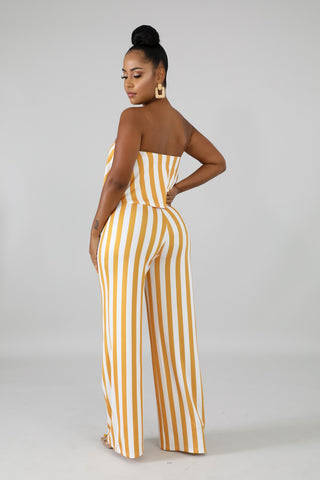 Ruffle Stripe Tube Jumpsuit