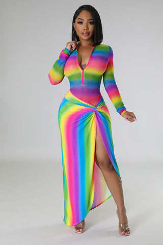 Colorful Vision Bodysuit Skirt Set