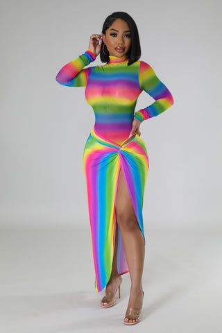 Colorful Vision Bodysuit Skirt Set