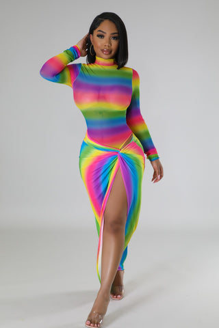 Colorful Vision Bodysuit Skirt Set